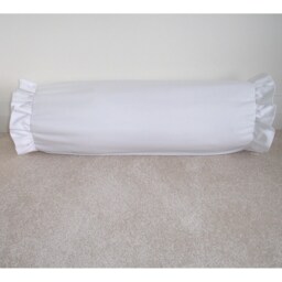 "Ruffle Bolster Pillow Cover Frilled 16"" X 6"" Cylinder Case Round Neck Roll White Cushion Sham 16""X6" - thumbnail 2