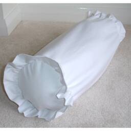 "Ruffle Bolster Pillow Cover Frilled 16"" X 6"" Cylinder Case Round Neck Roll White Cushion Sham 16""X6" - thumbnail 3