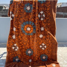 Boho Velvet Suzani Handmade Quilt - Vintage Style Bedding - thumbnail 3