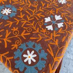 Boho Velvet Suzani Handmade Quilt - Vintage Style Bedding - thumbnail 4