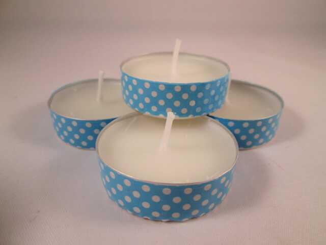 Washi Tape Tealight Candles, Blue Polka Dot, Set Of 12 - image 1