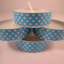 Washi Tape Tealight Candles, Blue Polka Dot, Set Of 12 - thumbnail 3