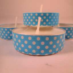 Washi Tape Tealight Candles, Blue Polka Dot, Set Of 12 - thumbnail 2