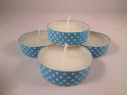 Washi Tape Tealight Candles, Blue Polka Dot, Set Of 12 - thumbnail 1