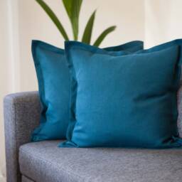 Patina Blue Linen Pillow Cover Custom Size Throw Pillowcase - thumbnail 3