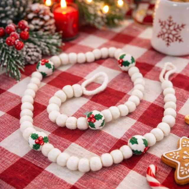 Holly Bauble Garland Handmade Fairtrade Christmas Decoration - image 1