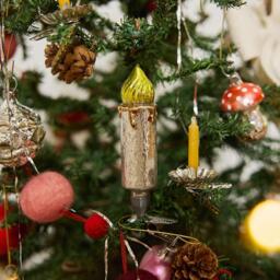 Candle German Glass Clip-On Ornament, Candelabra Charm, Handmade Christmas Decor - thumbnail 1