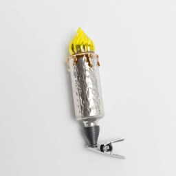 Candle German Glass Clip-On Ornament, Candelabra Charm, Handmade Christmas Decor - thumbnail 2