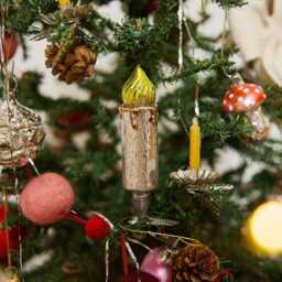 Candle German Glass Clip-On Ornament, Candelabra Charm, Handmade Christmas Decor