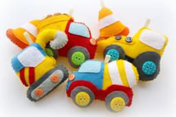 Felt Construction Vehicle Garland. Handmade Set Of 6 Felt Decorations - thumbnail 1