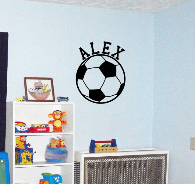 Personalized Soccer Ball Vinyl Wall Decal Sports Room Decor - image 1