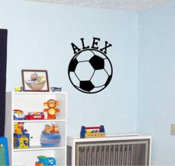 Personalized Soccer Ball Vinyl Wall Decal Sports Room Decor - thumbnail 1