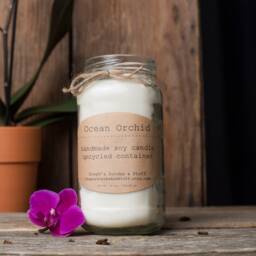 Orchid Scented Soy Wax Candle, Spa Candles, Ocean Floral Decor, Party Favors - thumbnail 3