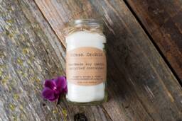 Orchid Scented Soy Wax Candle, Spa Candles, Ocean Floral Decor, Party Favors - thumbnail 1