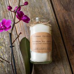 Orchid Scented Soy Wax Candle, Spa Candles, Ocean Floral Decor, Party Favors - thumbnail 2