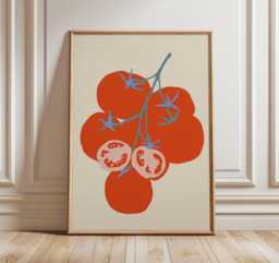 Modern Kitchen Wall Art, Tomato Still Life Poster, Mid Century Style Food Print For Dining Room & Home Decor - thumbnail 1