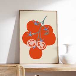 Modern Kitchen Wall Art, Tomato Still Life Poster, Mid Century Style Food Print For Dining Room & Home Decor - thumbnail 2