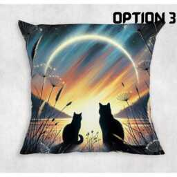 Cat Meadow Cushion Cover Sunset Lake Canvas Pillow - thumbnail 3