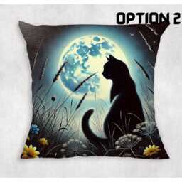 Cat Meadow Cushion Cover Sunset Lake Canvas Pillow - thumbnail 2