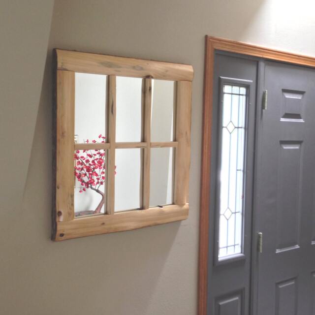 Rustic Cedar Window Pane Mirror White Frame - 28x24