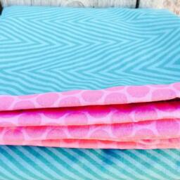 Chevron Baby Blanket - Turquoise, Pink, & Grey Minky - thumbnail 2