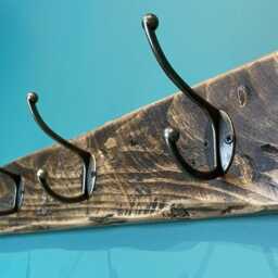 Handmade Rustic Distressed Coat Rack in Wax Finishes, Dark Oak, Walnut, Teak, Pine & More - thumbnail 2