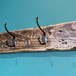 Handmade Rustic Distressed Coat Rack in Wax Finishes, Dark Oak, Walnut, Teak, Pine & More - thumbnail 3