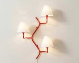 Wall Light - Modern Red Triple Arm Sconce, Luxury Branch Style Lighting Fixture, Contemporary Designer Bedroom & Living Room Lamp - thumbnail 1