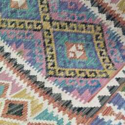 Multicolour Kilim Rug, Handmade Artisan Afghan Turkish Persian Navajo Scandinavian Bohemian Flatweave Natural Wool Rug 150x95 cm - thumbnail 4