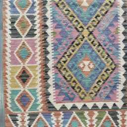 Multicolour Kilim Rug, Handmade Artisan Afghan Turkish Persian Navajo Scandinavian Bohemian Flatweave Natural Wool Rug 150x95 cm - thumbnail 2