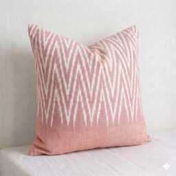 Organic Ikat Pillow Cover, Brown Natural Dye Handwoven Cushion, 20x20 - thumbnail 1