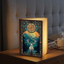 stained Glass Book Lamp, Fantasy Night Light, Cozy Glow Library Foldable Gift For Lovers - thumbnail 3