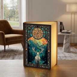 stained Glass Book Lamp, Fantasy Night Light, Cozy Glow Library Foldable Gift For Lovers - thumbnail 2