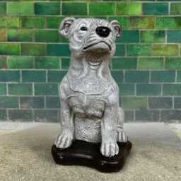 Large Bull Terrier Figurine Concrete Staff Dog Sculpture Realistic Statue Animal Ornament Outdoor Memorial Art Dog Lover Gift - thumbnail 2