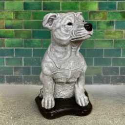 Large Bull Terrier Figurine Concrete Staff Dog Sculpture Realistic Statue Animal Ornament Outdoor Memorial Art Dog Lover Gift - thumbnail 1