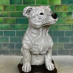 Large Bull Terrier Figurine Concrete Staff Dog Sculpture Realistic Statue Animal Ornament Outdoor Memorial Art Dog Lover Gift - thumbnail 3