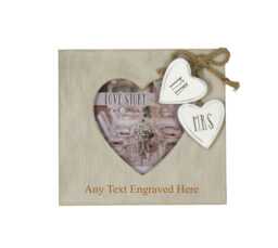 Personalised Engraved Love Heart Shaped Photo Frame Mr & Mrs 4 - thumbnail 1