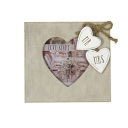 Personalised Engraved Love Heart Shaped Photo Frame Mr & Mrs 4 - thumbnail 2
