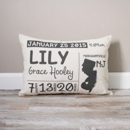 Birth Announcement Pillow, Personalized Baby Stats New Gift, Gift For Mom, Mom - thumbnail 1