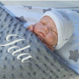 Two-Layer Baby Blanket With Name Cotton 75 X 100 cm Filling Grey - Stars - 900108 - thumbnail 3
