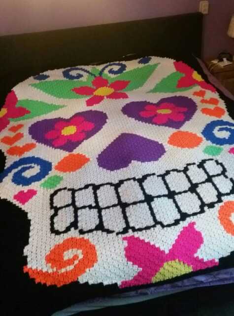 Crocheted Sugar Skull Blanket - image 1