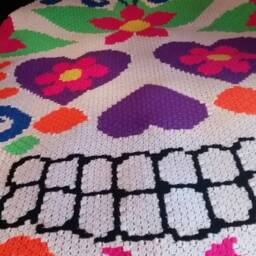 Crocheted Sugar Skull Blanket - thumbnail 4