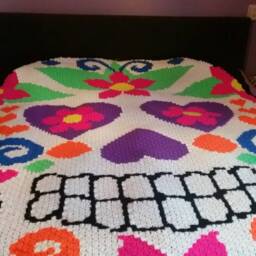 Crocheted Sugar Skull Blanket - thumbnail 2