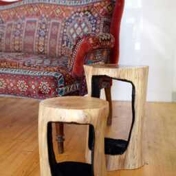 Tree Stump Table, Log Coffee Wood End Side Bedside Accent Stool, Trunk - thumbnail 4