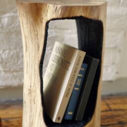 Tree Stump Table, Log Coffee Wood End Side Bedside Accent Stool, Trunk - thumbnail 2