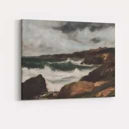 stormy Coastal Cliffs Crashing Ocean Waves Moody Seascape Traditional Landscape Canvas Wall Art Print Decor Picture Ready To Hang - thumbnail 4