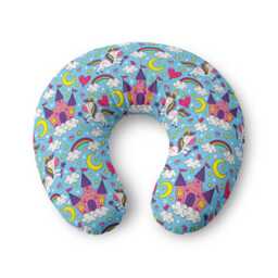 Unicorn Castle Nursing Pillow Cover - Rainbow Moon Hearts Clouds - thumbnail 1