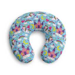 Unicorn Castle Nursing Pillow Cover - Rainbow Moon Hearts Clouds - thumbnail 2