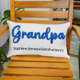 Personalized Fathers Day Punch Needle Embroidered Pillow, Grandpa Cushion, Grandparents Gift, Gift For Dad, Papa Custom Throw Pillow - thumbnail 2