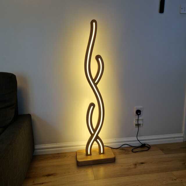 Oak Wooden Floor Led Lamp - Modern Minimalist Standing Scandinavian Corner Light Handmade Lighting - image 1